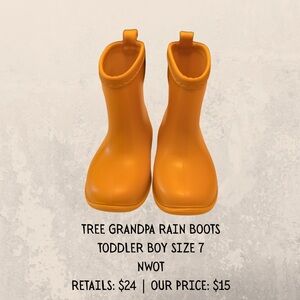 Tree Grandpa Toddler Rain Boots | Yellow | Size 7 | NWOT